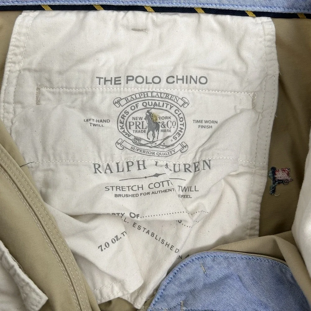 Polo Ralph Lauren Men's Beige Classic Chino Shorts Nautical AOP Embroidery Sz 40